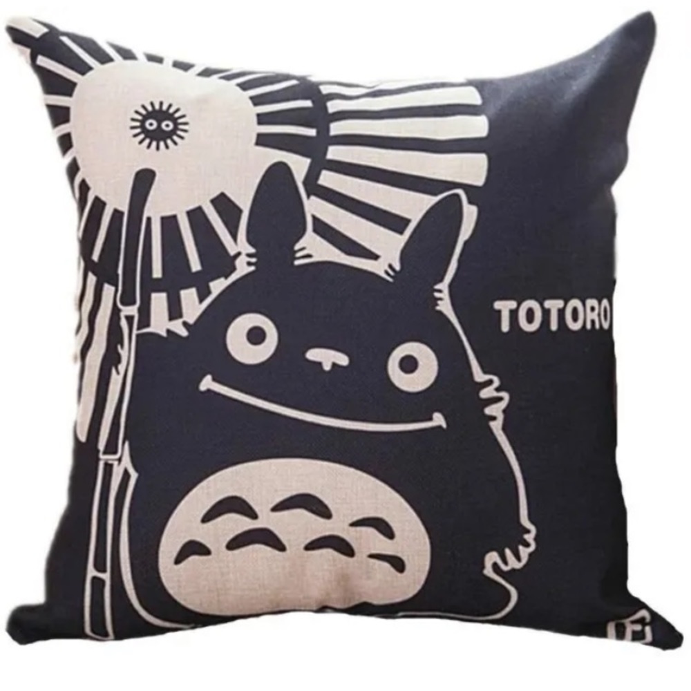 My Neighbor Totoro Cotton Linen Zipper Throw Pillow Cover Neko Japan NWOT